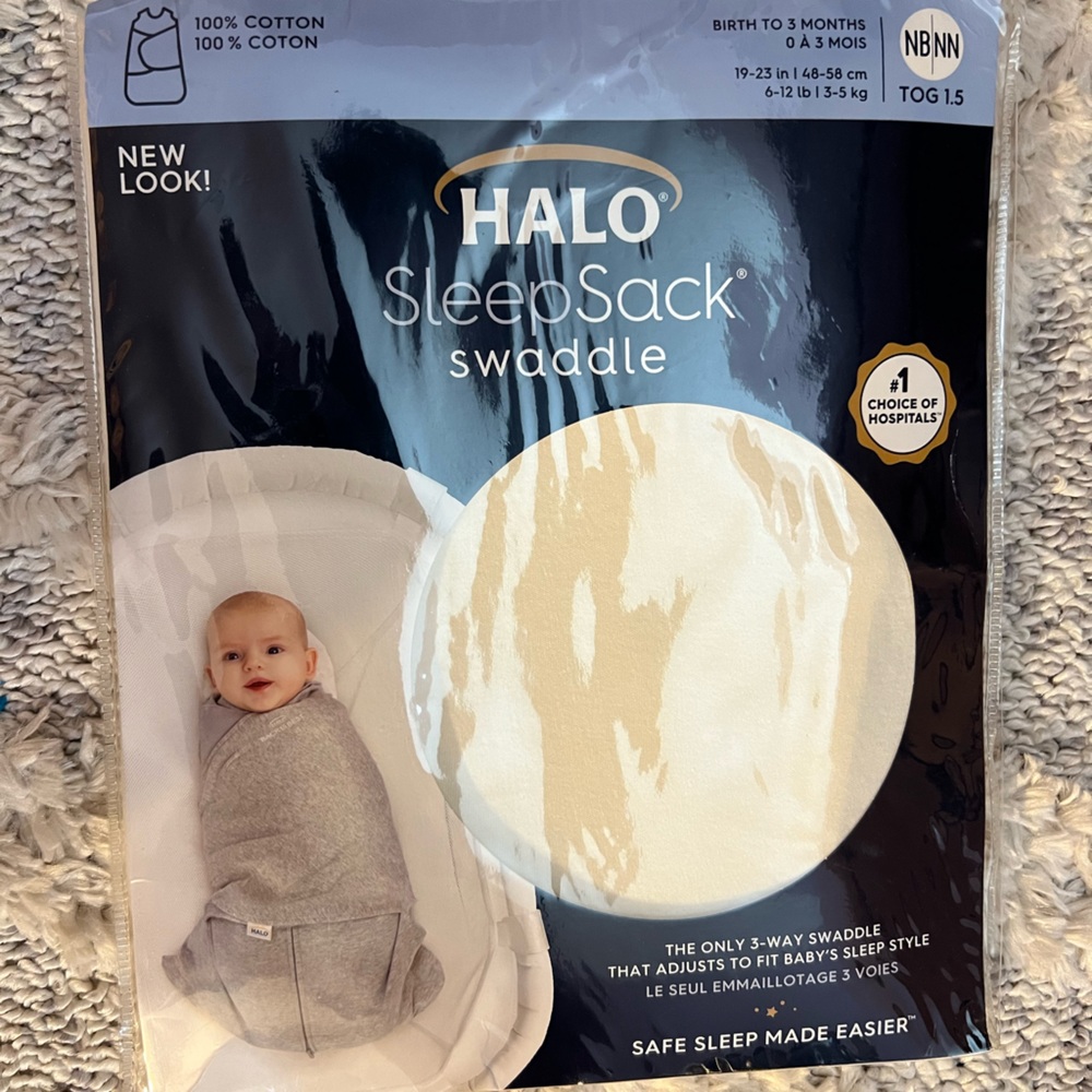 Halo sleepsack/swaddle 0-3 months. Never worn or taken out of the package!
